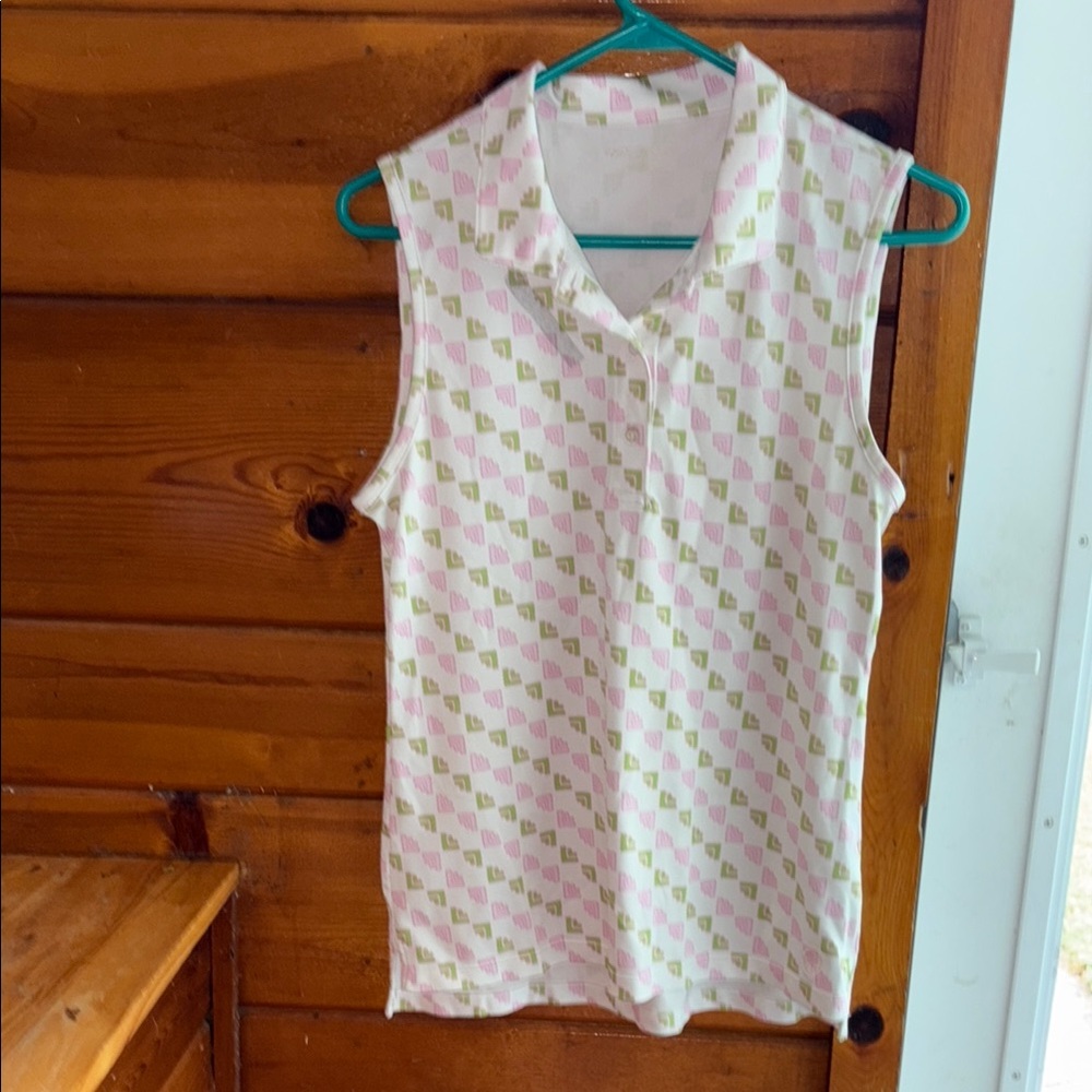 Tory Burch Sporty Pink and Green Checkered Women's Top